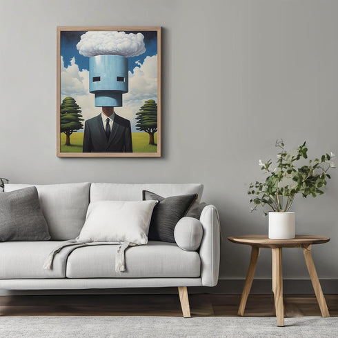 Posterizer 1 pcs-Funny chimney head man making clouds-Abstract & Modern Art-Fantasy & Fiction Art-Gift for Art Lovers-Decor for Home & Office- UNF...