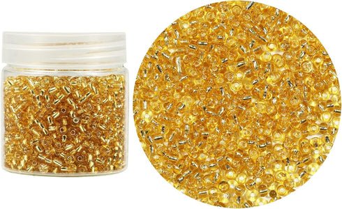 Bala&Fillic Clear Golden Lined Color 4mm Seed Beads About 1400pcs in Box 6/0 Glass Craft Seed Beads for Jewelry Making, Hole 1.2mm (Clear Golden L...