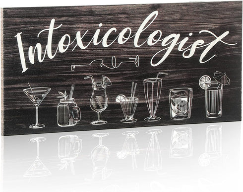 Jetec Intoxicologist Wood Bar Signs Decor with Drinks Patterns Wooden Plaque Sign Wall Art Pub Home Bar Decoration...