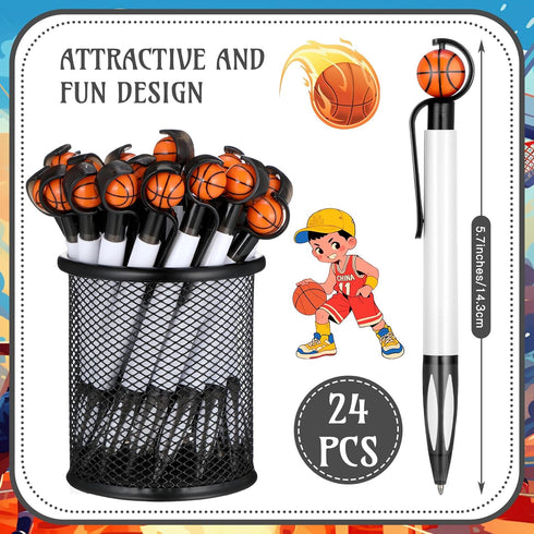 24 Pcs Basketball Pens Sports Pens Novelty Basketball Pen Basketball Ballpoint Pen Basketball Party Favors for Students Supplies Stationery School...
