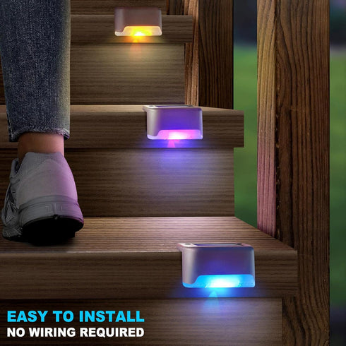DenicMic Solar Deck Lights Outdoor, 3 Pack Solar Step Lights Waterproof Led Solar Lights for Outdoor Decks, Railing,Stairs, Step, Fence, Yard, and...