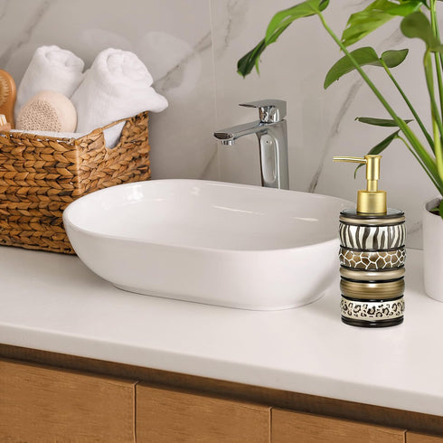 Popular Bath Safari Stripes Modern Bath Accessories Lotion Pump Modern Classic Contemporary Decorative Beautiful Designs Bathroom Decor Set for Ho...