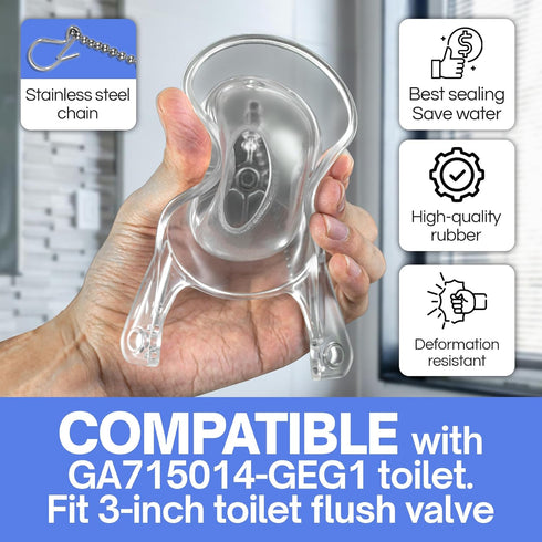 2 PCS Toilet Flappers Replacement Compatible for GA715014-GEG1 (Transparent), Toilet Flapper 3 inch with Stainless Chain and Hook - Gerber Toilet ...
