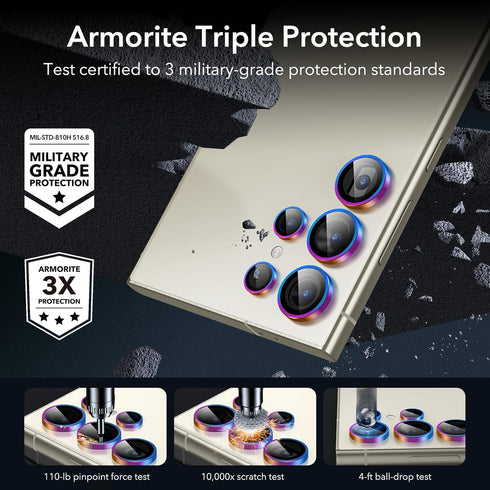 ESR for Samsung Galaxy S24 Ultra Camera Lens Protector, Individual Lens Protectors, Scratch-Resistant Ultra-Thin Tempered Glass with Aluminum Edgi...