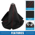 Car Shift Boot Cover Universal Gear Shift Knob Boot Dust Cover Faux Leather Black with Red Line...