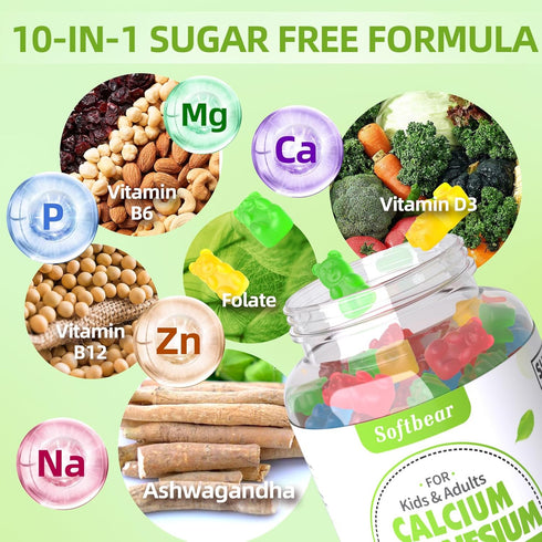 Calcium Magnesium Zinc Gummies for Women, Calcium Magnesium Supplement Chewable Calcium 600 mg with Vitamin D3 for Bone Strength Vegan Mixed Fruit...