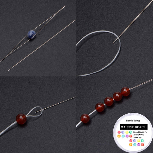 4mm Natural Mixed Materials Gemstones Beads Tiny Spacer Round Loose Beads Jewelry Making KIT with Thread and Needles 600 PCS(24 Natural, 4mm)...