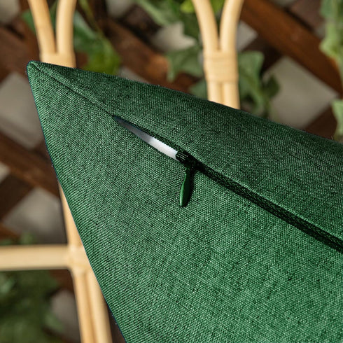Woaboy Set of 2 Green Outdoor Throw Pillow Covers Decorative Farmhouse Linen Pillowcase Solid Waterproof Cushion Cases for Bedroom Living Room Sof...