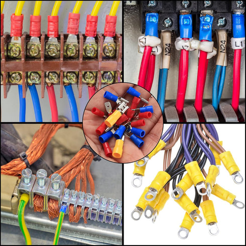 300 Pcs Electrical Connectors, Insulated Wire Cable Electrical Connectors, Fork Ring Spade Butt Quick Disconnect Crimp Terminals Lugs Set, Male/Fe...