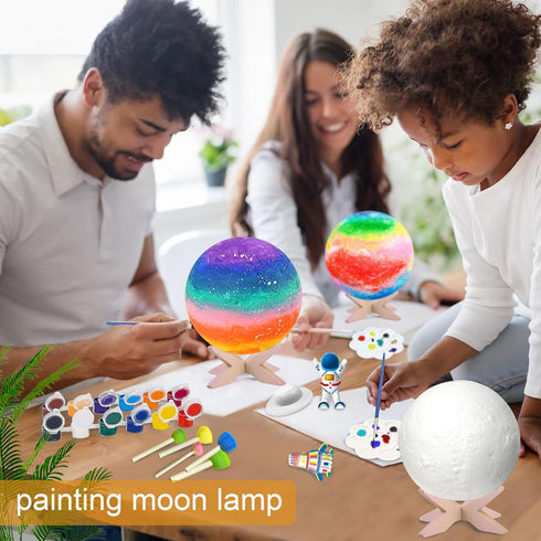 SHINECLOUD Hand Drawn Moon Lamp Cool Arts & Crafts Kit Creative Decorative Light DIY Globe Lamp with Remote Control/Smart Touch Sensor/Wooden Stan...