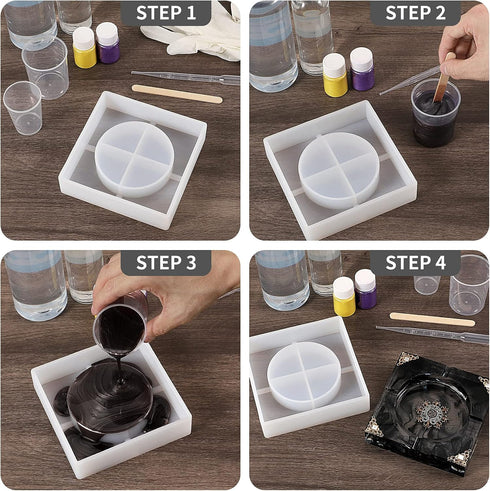 Ashtray Resin Mold and Spice Grinder Mold, Large Square Silicone Molds for Resin, Herb Grinder Mold for Resin Casting, Epoxy Resin Mold for DIY Cr...