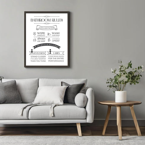 Posterizer 1 pcs-Bathroom rules-Funny minimalist design-Miscellaneous-Workplace & Office Art-Gift for Boss, Manager - Bathroom, restroom Decor- UN...