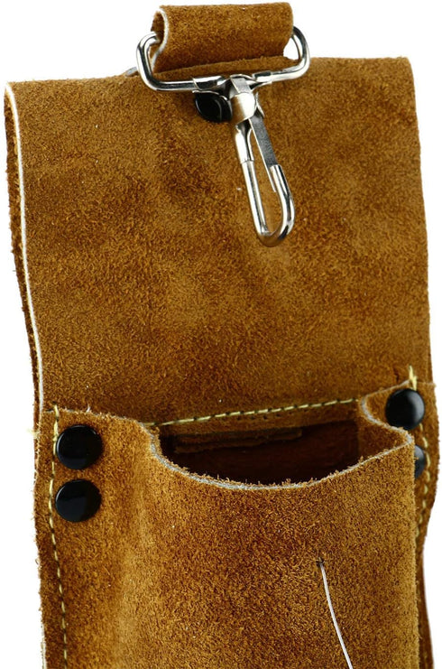 Flame-Resistant Electrode Bag/Welding Rod Pouch/welding rod holder/Leather Electrode Holder/ (gold brown)...
