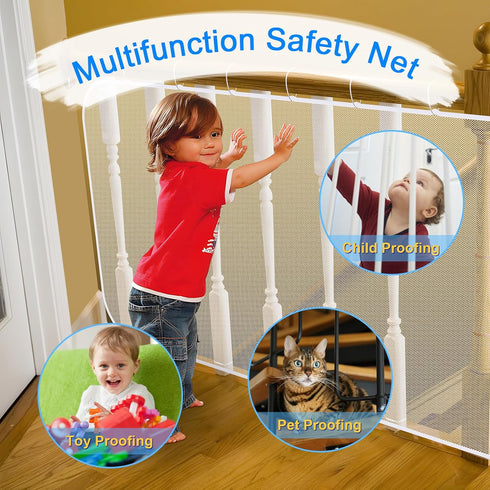 CM 3m Length Safety Rail Net Stair Banister Stair Net with Ropes for Stairs Fence Balcony Baby Bed, Protect Childs Pets Safe...