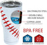 Urbanifi Baseball Tumbler 30 oz Cup with Straw, Lid, and Cleaner Gift for Mom Men Sports Travel Coffee Mug, Stainless Steel, Insulated, Powder Coa...