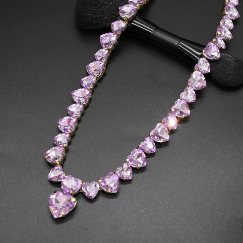 JNF Crystal Rhinestone Choker Collar Necklace For Women Colorful Bling Neck Chain Trendy Sparkly Statement Piece Crystal Rhinestone Heart Bib Neck...