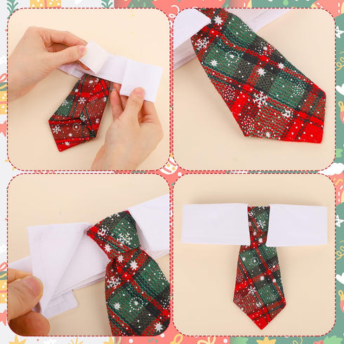 Christmas Dog Necktie, Classic Red Green Plaid Christmas Dog Collar Pet Tuxedo Style Dog Ties Comfortable Christmas Pet Collars for Small, Medium,...