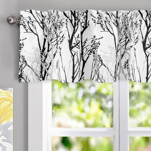 DriftAway Tree Branch Abstract Ink Printing Lined Thermal Insulated Window Curtain Valance Rod Pocket 52 Inch by 14 Inch Plus 2 Inch Header Black ...