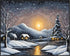 Posterizer 1 pcs- quaint old village-building in nature-night sky 13-Landscape & Nature Art-Floral Botanical Art- Decor for Home & Office- unframe...