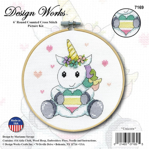 Design Works Crafts Inc. Unicorn Counted Cross Stitch Kit with Hoop, Multi...