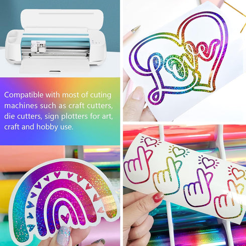 TECKWRAP Holographic Sparkle Chrome Adhesive Craft Vinyl 1ft x 5ft, Rainbow...