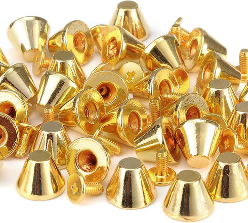 YORANYO 30 Sets 5/16" Height Spikes and Studs 8MM Handbag Feet Gold Color Barrel Spikes Screw Back Punk Studs and Spikes Kit for Clothing Shoes Le...