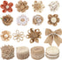 VGOODALL 16 PCS Natural Burlap Flowers Set, Including 12 PCS Handmade Lace Burlap Flowers and Bowknots, 4 Rolls Burlap Ribbon for Christmas Birthd...