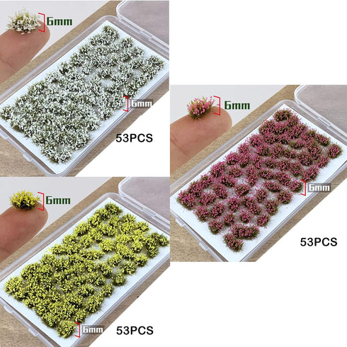 Cayway 159 PCS Static Grass Tuft Model Grass Tufts Railway Artificial Grass 3 Color Bushy Tuft Flower Cluster Vegetation Groups for DIY Architectu...