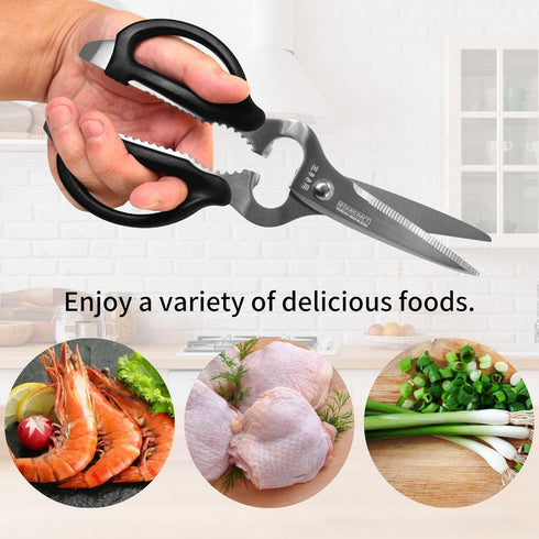 Seki Japan Left Handed Multifunctional Kitchen Scissors, Stainless Steel Blade Soft Grip Kitchen Shears...
