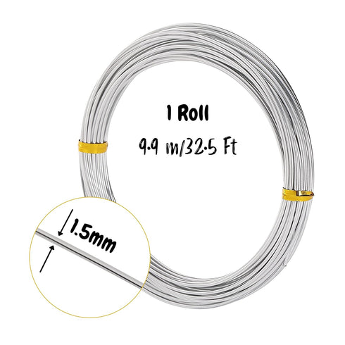 Mr. Pen Aluminum Craft Wire - 1.5 mm, 32.5 Feet, 1 Roll, Bendable, Flexible, Ideal for Crafts, Sculpting, Doll Armature, Modeling...