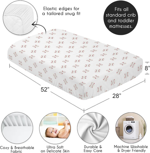 Sweet Jojo Designs Red and White Baby or Toddler Fitted Crib Sheet for Baseball Patch Sports Collection...