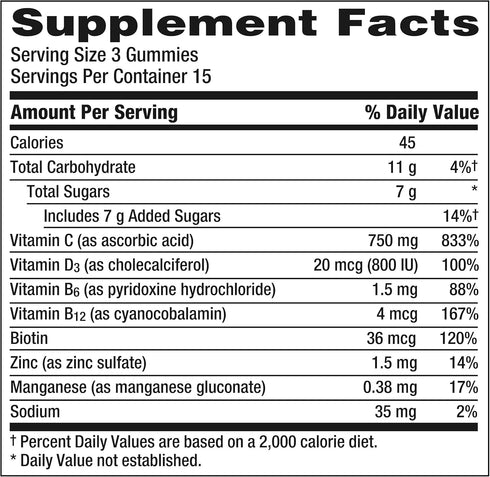 Emergen-C Immune+ Immune Gummies, Vitamin D plus 750 mg Vitamin C, Immune Support Dietary Supplement, Caffeine Free, Gluten Free, Super Orange Fla...