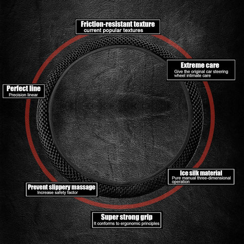 1 PC Car Breathable Stretch Elastic Steering Wheel Cover, Microfiber Breathable Ice Silk Protective Cover, Universal 14.5-15In Warm in Winter Cool...