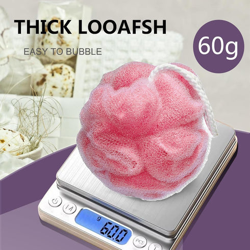Loofah Sponge 60g Shower Pouf Dual Material Loofah for Men for Women Bathing Accessories-Blue, Purple, Red 3 Pack...