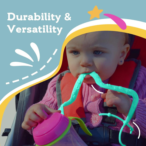 Brilli Baby Cup Catcher Patented Safety Tether Strap, Attach Sippy Cups, Bottles, Pacifiers & More to Stroller, High Chair, Car Seat, Made in USA,...