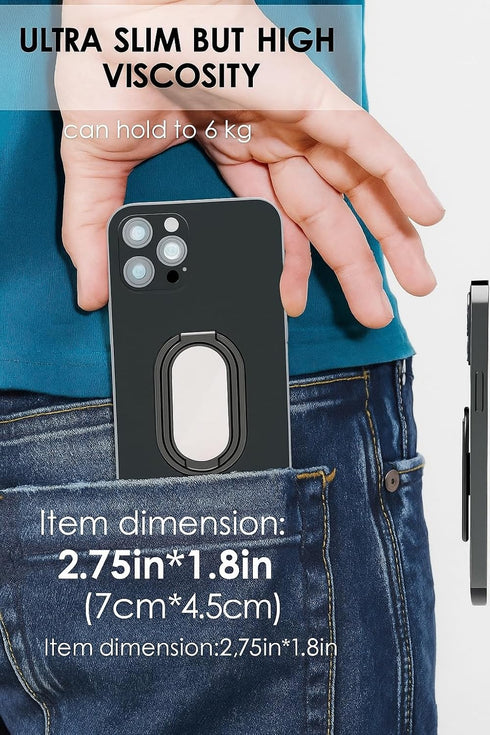 Phone Holder Foldable Phone Stand Phone Ring Holder Finger Kickstand 360° Rotation Cell Phone Stand Metal Phone Grip for Magnetic Car Mount Sticky...