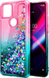 NZND Case for T-Mobile REVVL 4+ Plus with Tempered Glass Screen Protector (Full Coverage), Glitter Liquid Floating Waterfall Girls Cute Phone Case...