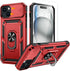 Goton for iPhone 15 Plus Case with Screen Protector - Slide Camera Cover Protective Phone Case with Ring Stand, Heavy Duty Shockproof Rugged Bumpe...