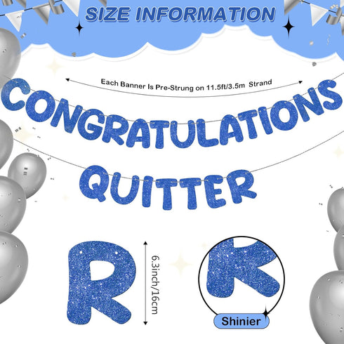 Fulmoon Pre Strung Congratulations Quitter Glitter Banner Funny Retirement Banner Retirement Party Decorations Retirement Party Supplies Garland f...