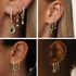 2/3 Pairs Dainty Small 14K Gold Plated Hoop Earring Set - Trendy Emerald Color CZ Drop Huggie Earrings for Women Jewelry Gift...