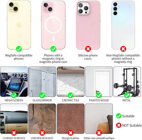 Electric Vacuum Magnetic Suction Car Phone Mount, Strong Suction for Car Kitchen Mirro Gym Bath Shower & All Smooth Surface, Portable&Easy to use,...