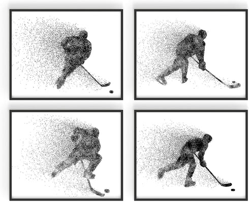 Hockey Wall Art Prints,Set of 4 (8x10) Unframed Hockey Posters,Hockey Room Decor For Men Kids Teenagers -Ice Hockey Poster Set For Bedroom Man Cav...