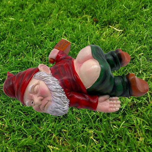 9.5'' Drunk Gnomes Outdoor Statues - Large Naughty Inappropriate Yard Sculptures Decorations Lawn Ornaments Decor, Funny Garden Housewarming Mothe...