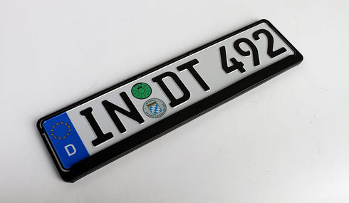 Standard Black Euro License Plate Holder - Universal Mounting Frame/Bracket...