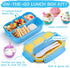 Bento Lunch Boxes with 4 Compartments, Sauce Container, Utensils, Food Picks and Muffin Cups for School or Adults, Blue...