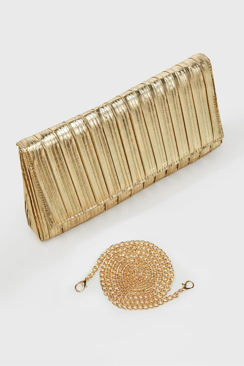 BABEYOND Clutch Purses for Women - Evening Bag Gold Pleated Flap Clutch for Formal Party Cocktail Prom Wedding Handbags...