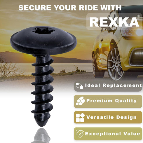 Rexka 30pcs M5-2.12 x 19mm T25 Torx Fender Liner Splash Guard Under Cover License Bracket Truss Head Tapping Screw Bolt Compatible with VW Audi Po...