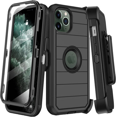 for iPhone 11 Pro Max Case with Belt Clip Holster,Built-in Screen Protector,Heavy Duty Shockproof Drop Protection Military Grade Durable Phone Cov...