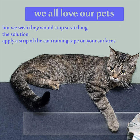 Anti Cat Scratch Furniture Protector - 2.5" x11 Yards Single Side Couch Protector for Cats, Self-Adhesive Cat Tape for Furniture, Clear Cat Scratc...