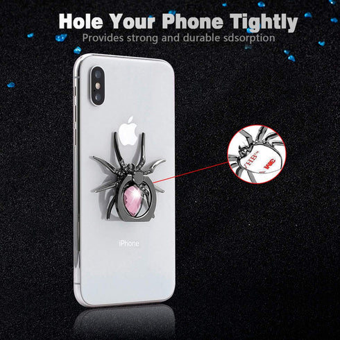 Allengel Spider Phone Ring Holder Stand, Animal Bling Finger Ring Grip, Diamond Phone Ring Kickstand for Smartphone - Pink...